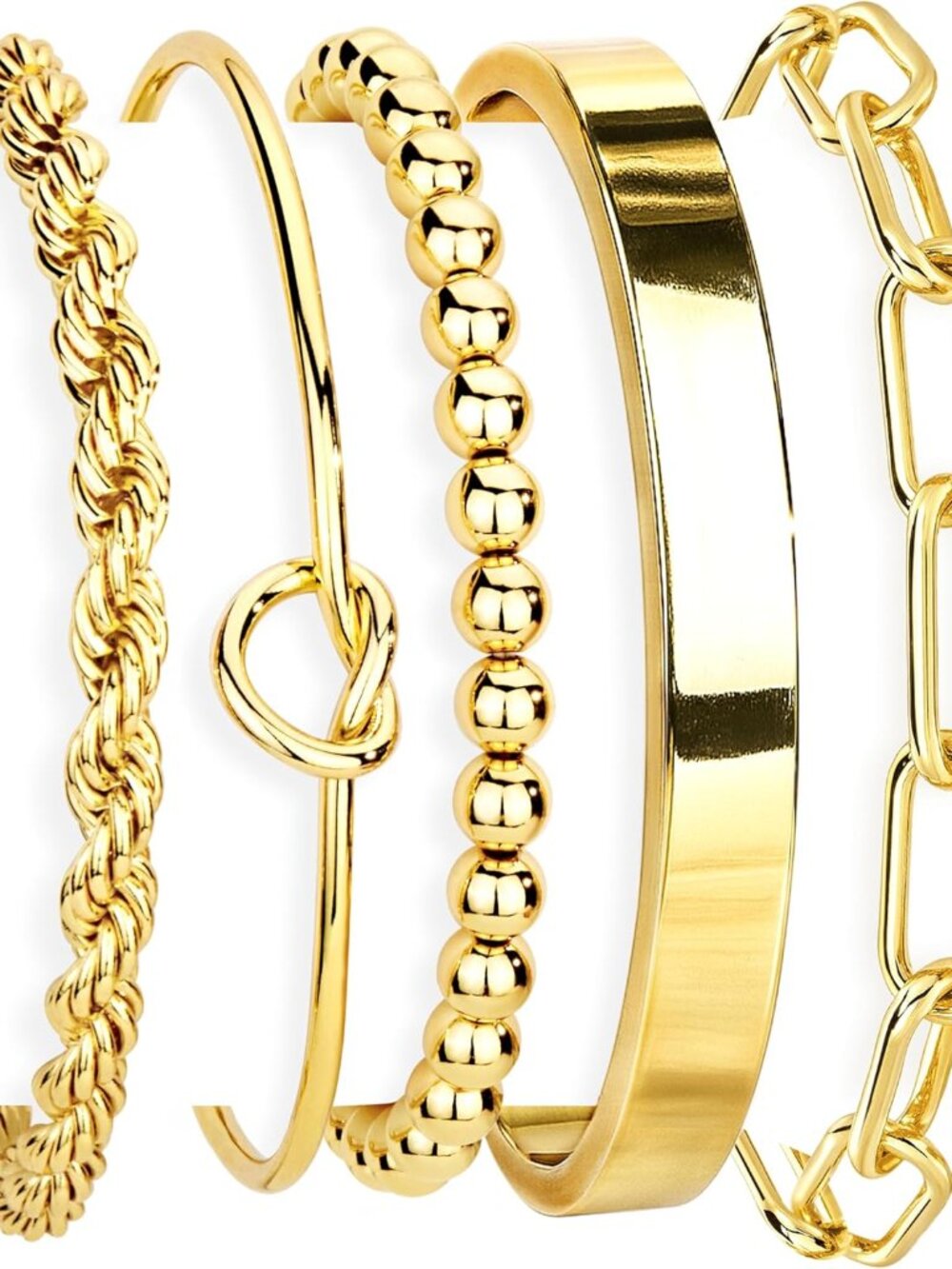 Gold Bracelets Set for Women Non Tarnish, Waterproof 14K Gold Plated Sterling Si